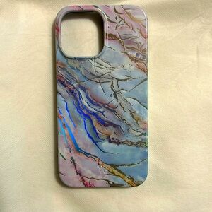 iPhone 13 Pro Max case: Velvet Caviar Blue/Pink Holographic marble